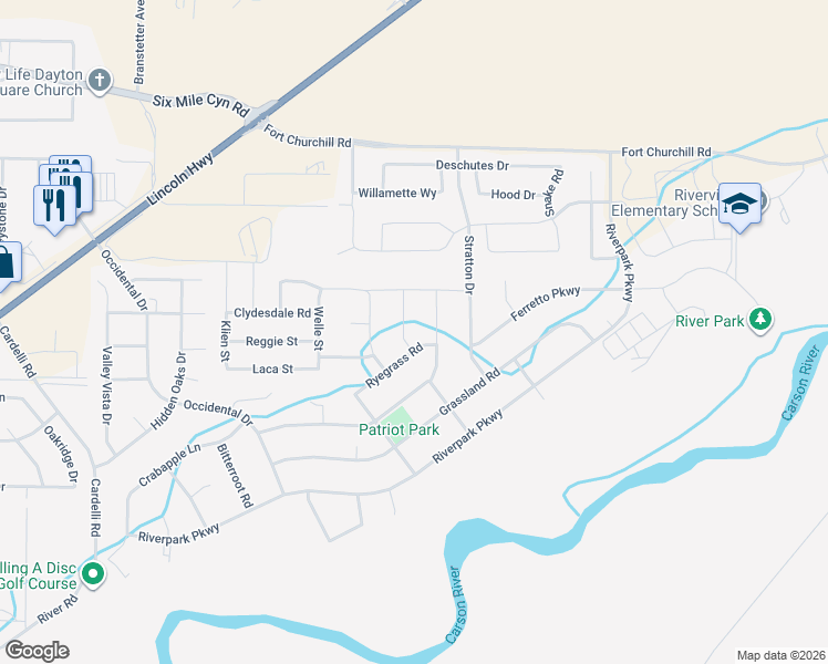 map of restaurants, bars, coffee shops, grocery stores, and more near 906 Saltbrush Road in Dayton