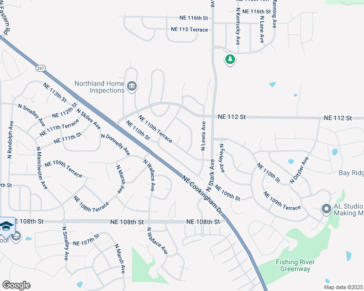 map of restaurants, bars, coffee shops, grocery stores, and more near 8634 Northeast 110th Terrace in Kansas City