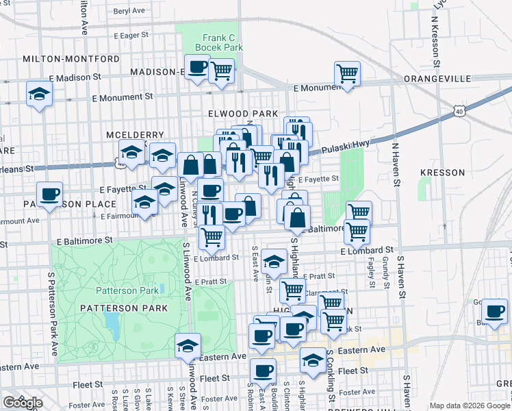 map of restaurants, bars, coffee shops, grocery stores, and more near 101 Independence Avenue Southeast in Washington