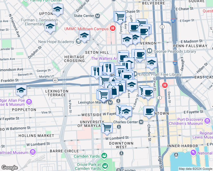map of restaurants, bars, coffee shops, grocery stores, and more near 101 Independence Avenue Southeast in Washington