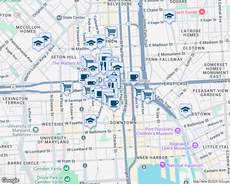 map of restaurants, bars, coffee shops, grocery stores, and more near 101 Independence Avenue Southeast in Washington