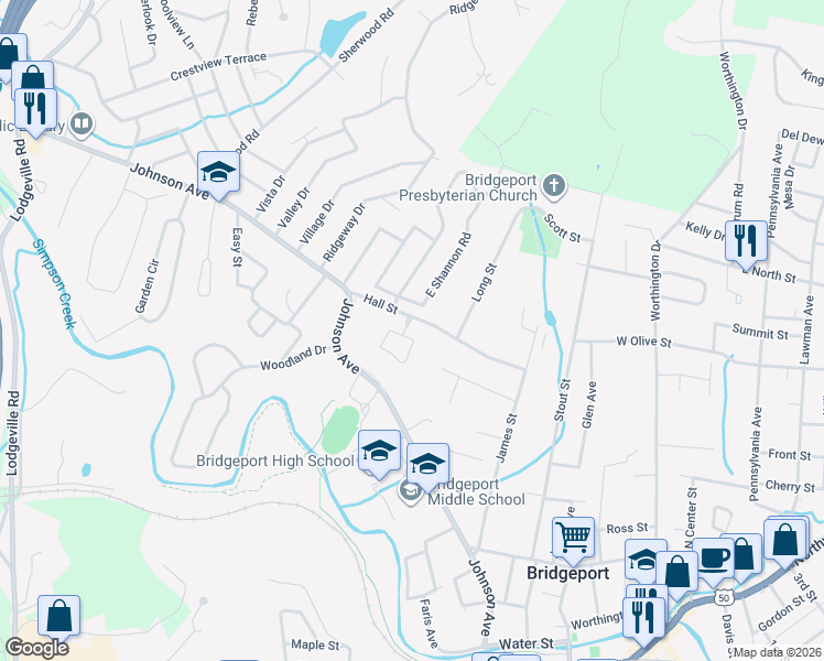 map of restaurants, bars, coffee shops, grocery stores, and more near 625 Hall Street in Bridgeport