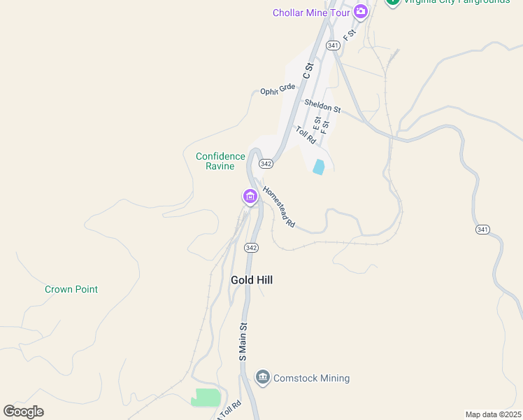 map of restaurants, bars, coffee shops, grocery stores, and more near 1441 North Main Street in Virginia City