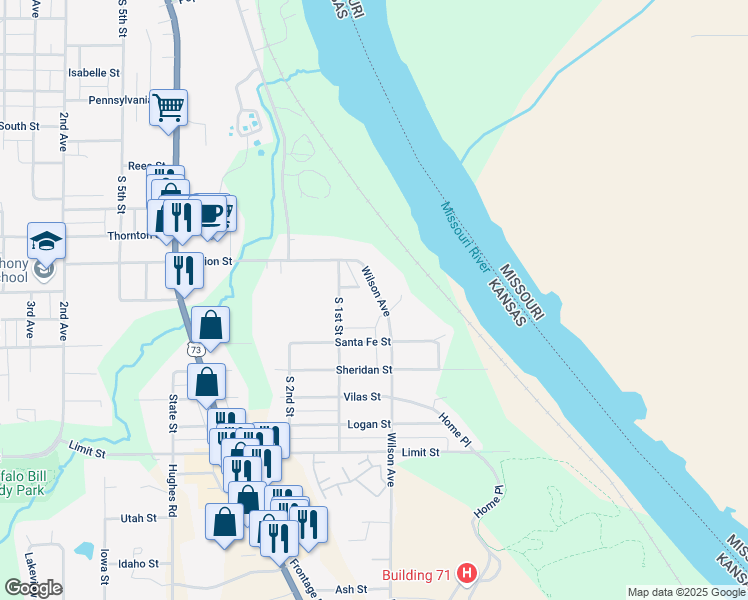 map of restaurants, bars, coffee shops, grocery stores, and more near 2304 Wilson Avenue in Leavenworth