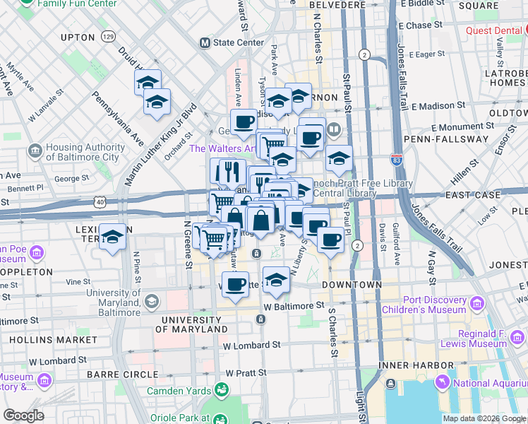 map of restaurants, bars, coffee shops, grocery stores, and more near 101 Independence Avenue Southeast in Washington