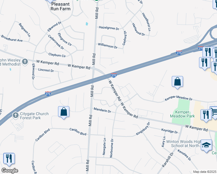 map of restaurants, bars, coffee shops, grocery stores, and more near 112 Norborne Drive in Cincinnati