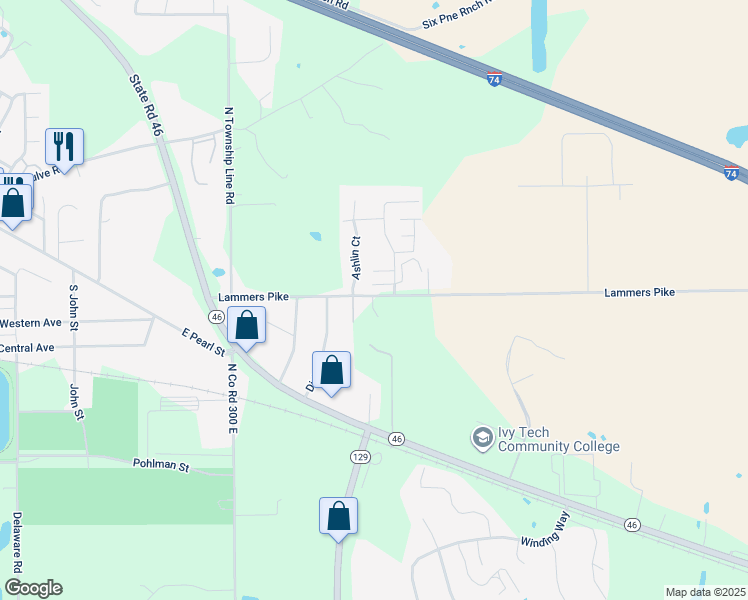 map of restaurants, bars, coffee shops, grocery stores, and more near 1359 Lammers Pike in Batesville
