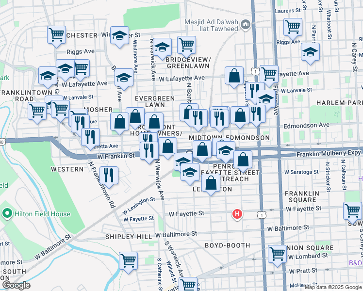 map of restaurants, bars, coffee shops, grocery stores, and more near 101 Independence Avenue Southeast in Washington