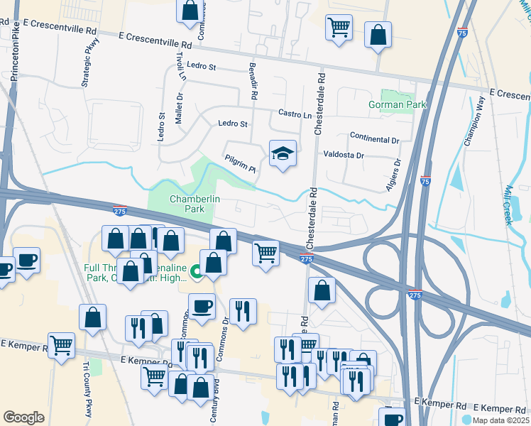 map of restaurants, bars, coffee shops, grocery stores, and more near 1235 Chesterdale Road in Cincinnati