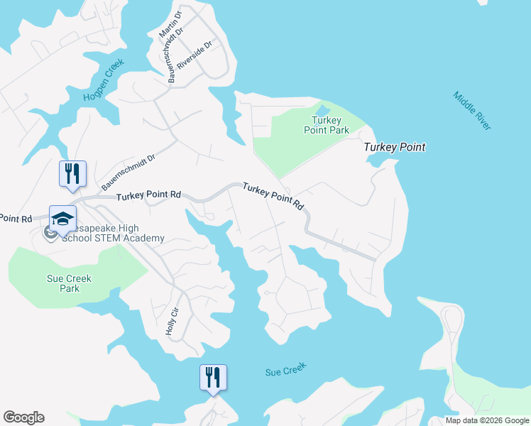map of restaurants, bars, coffee shops, grocery stores, and more near 710 Sue Grove Road in Essex