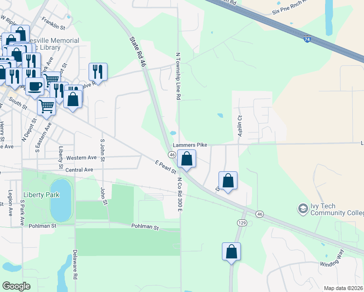 map of restaurants, bars, coffee shops, grocery stores, and more near 1211 Lammers Pike in Batesville