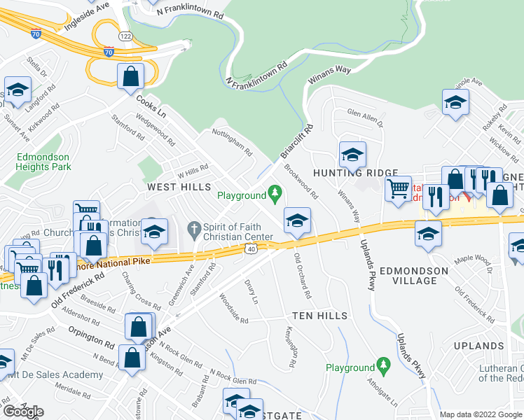map of restaurants, bars, coffee shops, grocery stores, and more near 4906 Alson Drive in Baltimore