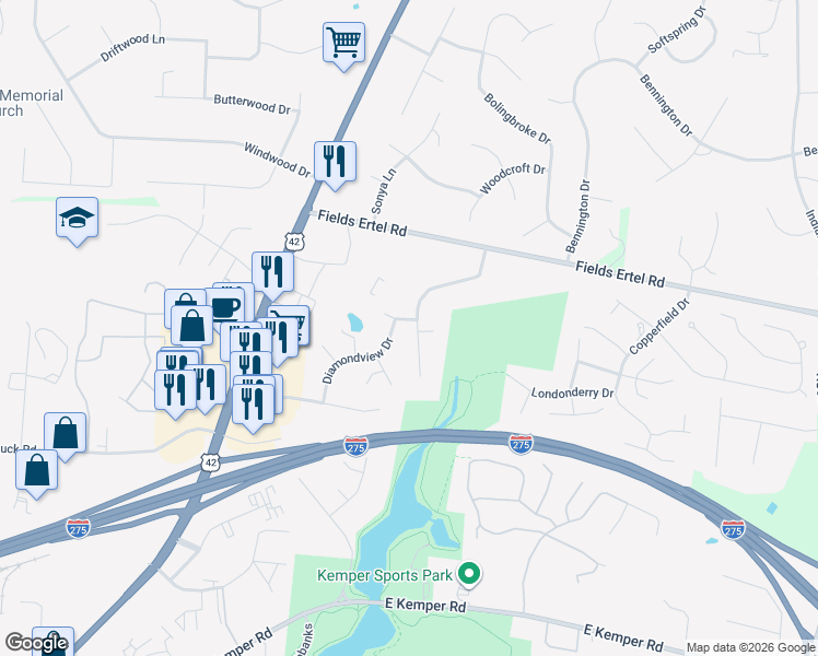 map of restaurants, bars, coffee shops, grocery stores, and more near 4463 Hickory Nut Ct in Cincinnati