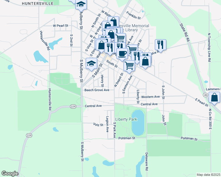 map of restaurants, bars, coffee shops, grocery stores, and more near 222 Beech Grove Avenue in Batesville