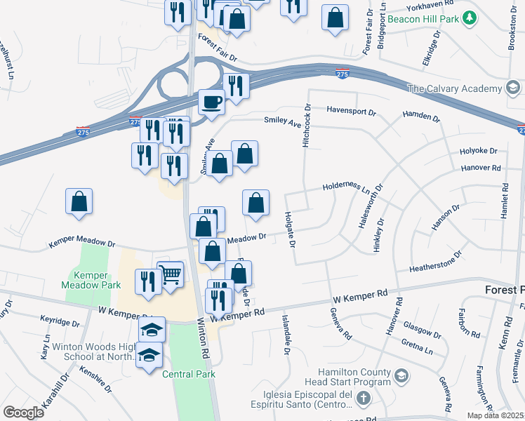 map of restaurants, bars, coffee shops, grocery stores, and more near 11760 Pellston Court in Cincinnati