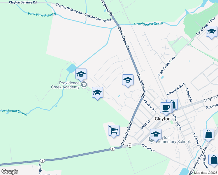 map of restaurants, bars, coffee shops, grocery stores, and more near 277 Sentir Way in Clayton