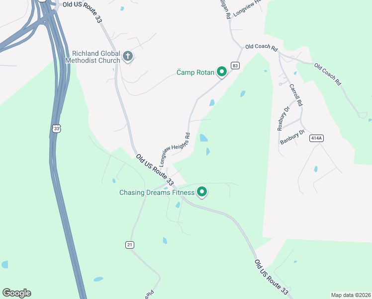 map of restaurants, bars, coffee shops, grocery stores, and more near 23 Longview Heights Road in Athens