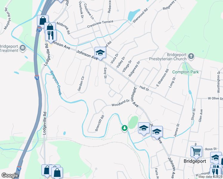 map of restaurants, bars, coffee shops, grocery stores, and more near 930 Sunset Dr in Bridgeport