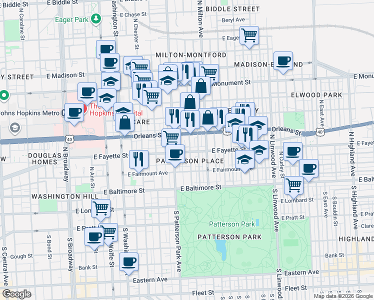 map of restaurants, bars, coffee shops, grocery stores, and more near 101 Independence Avenue Southeast in Washington