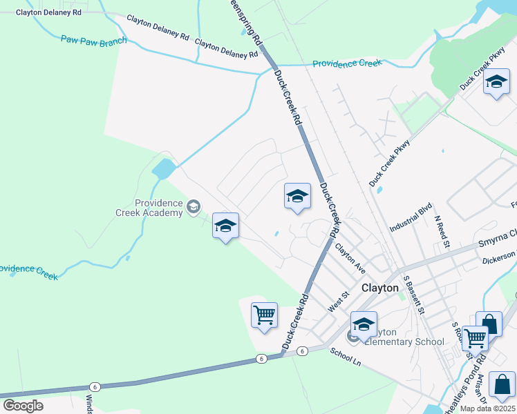 map of restaurants, bars, coffee shops, grocery stores, and more near 277 Sentir Way in Clayton