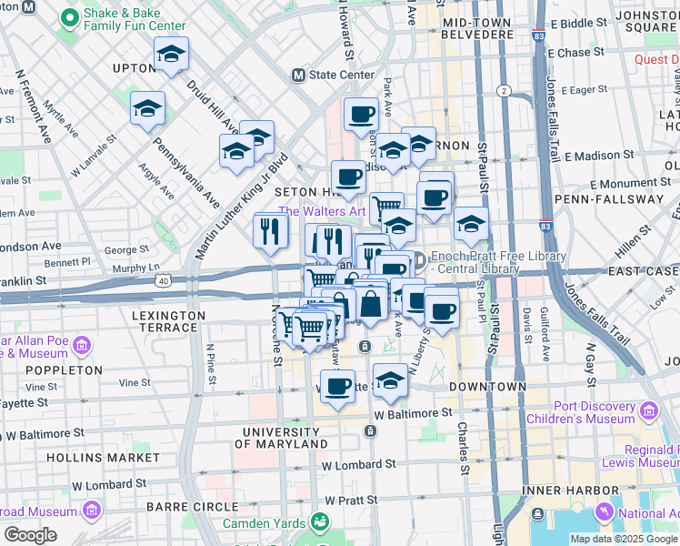 map of restaurants, bars, coffee shops, grocery stores, and more near 101 Independence Avenue Southeast in Washington