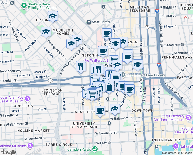 map of restaurants, bars, coffee shops, grocery stores, and more near 101 Independence Avenue Southeast in Washington