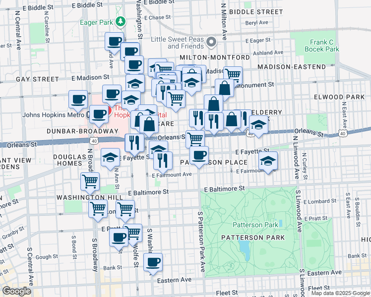 map of restaurants, bars, coffee shops, grocery stores, and more near 101 Independence Avenue Southeast in Washington