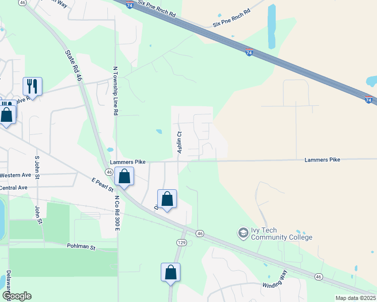 map of restaurants, bars, coffee shops, grocery stores, and more near 1359 Lammers Pike in Batesville