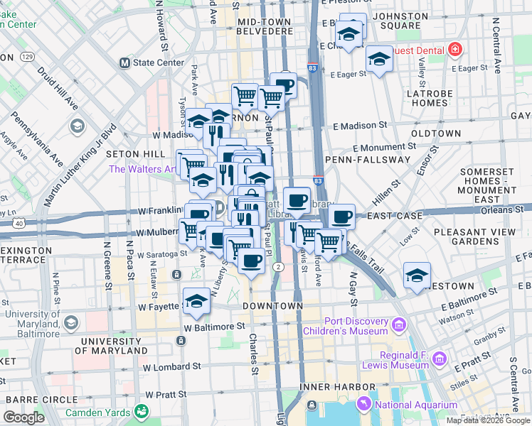 map of restaurants, bars, coffee shops, grocery stores, and more near 101 Independence Avenue Southeast in Washington