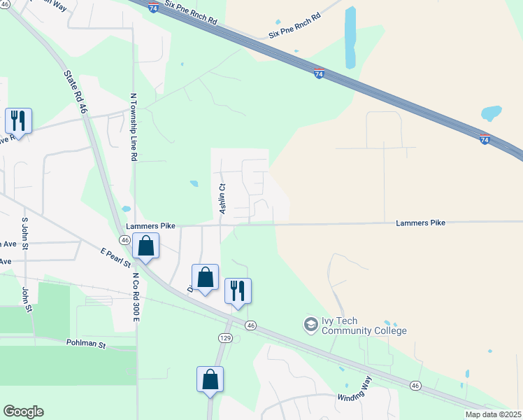 map of restaurants, bars, coffee shops, grocery stores, and more near 12 Chateau Court in Batesville