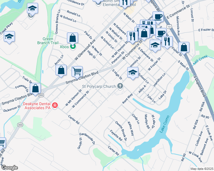 map of restaurants, bars, coffee shops, grocery stores, and more near 426 Mulberry Street in Smyrna
