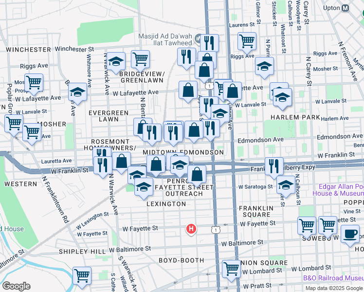 map of restaurants, bars, coffee shops, grocery stores, and more near 101 Independence Avenue Southeast in Washington