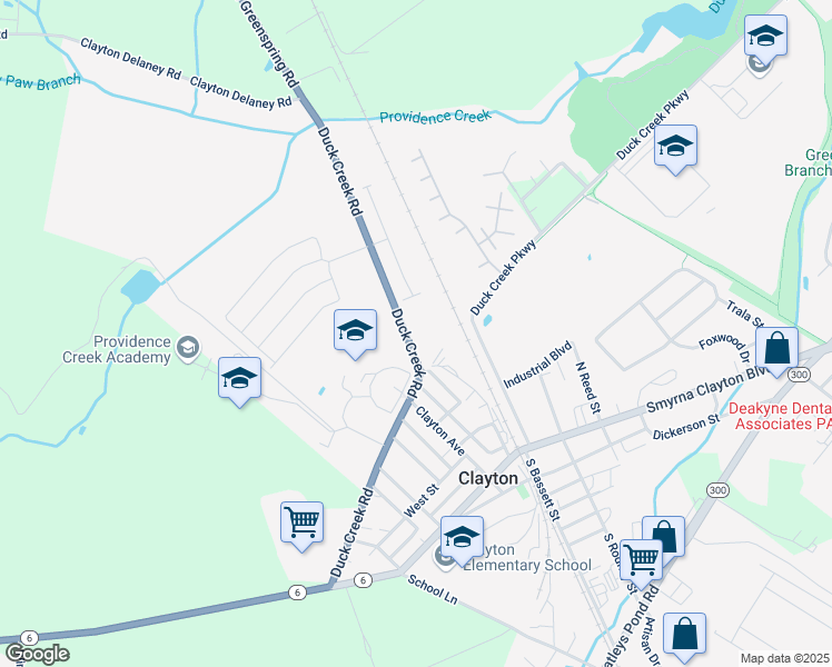 map of restaurants, bars, coffee shops, grocery stores, and more near 484 Duck Creek Road in Clayton