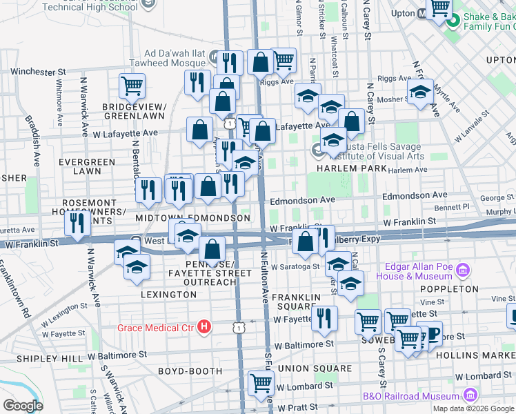 map of restaurants, bars, coffee shops, grocery stores, and more near 101 Independence Avenue Southeast in Washington