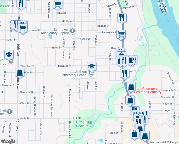 map of restaurants, bars, coffee shops, grocery stores, and more near 570 Evergreen Street in Leavenworth