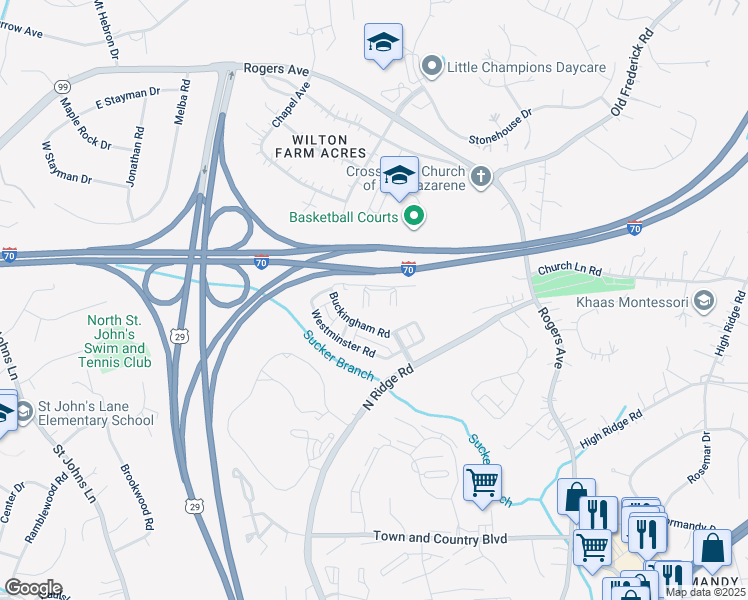 map of restaurants, bars, coffee shops, grocery stores, and more near 2520 Kensington Gardens in Ellicott City