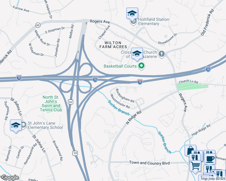 map of restaurants, bars, coffee shops, grocery stores, and more near 2788 Westminster Road in Ellicott City