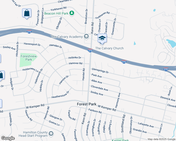 map of restaurants, bars, coffee shops, grocery stores, and more near 11783 Kenn Road in Cincinnati