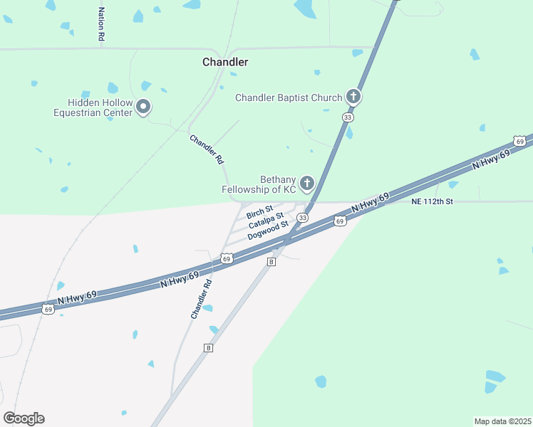 map of restaurants, bars, coffee shops, grocery stores, and more near 2404 Birch Street in Liberty