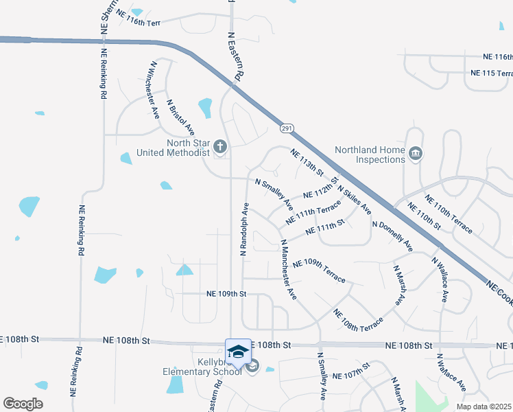 map of restaurants, bars, coffee shops, grocery stores, and more near 11221 North Randolph Avenue in Kansas City