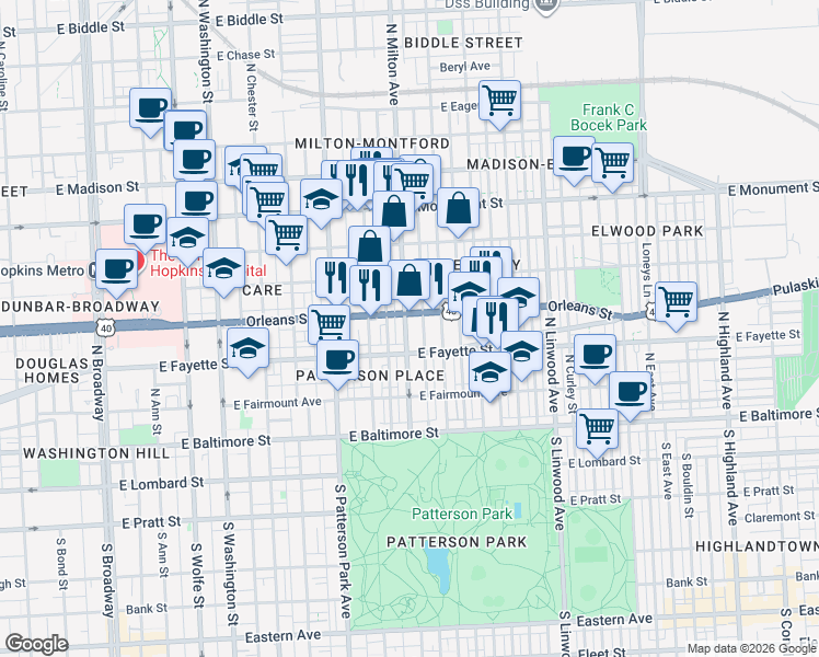 map of restaurants, bars, coffee shops, grocery stores, and more near 101 Independence Avenue Southeast in Washington