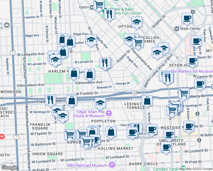 map of restaurants, bars, coffee shops, grocery stores, and more near 101 Independence Avenue Southeast in Washington