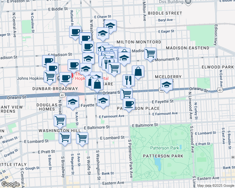 map of restaurants, bars, coffee shops, grocery stores, and more near 101 Independence Avenue Southeast in Washington