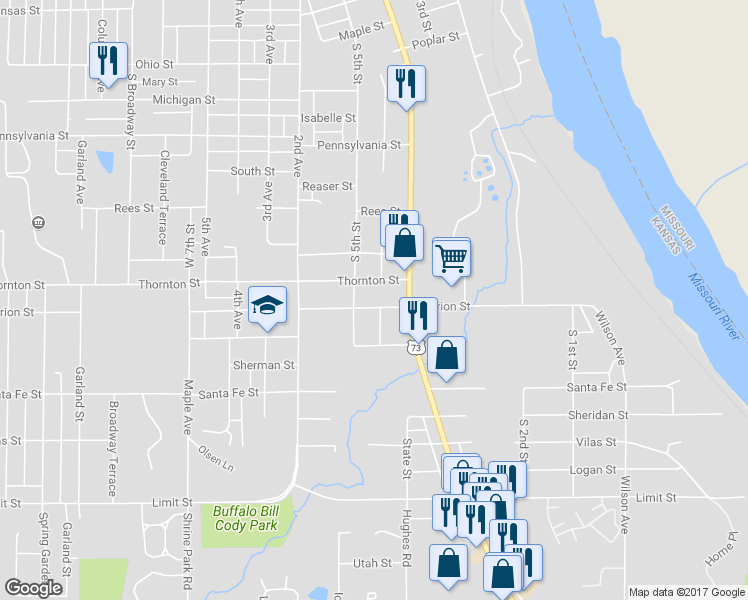 map of restaurants, bars, coffee shops, grocery stores, and more near 414 Marion Street in Leavenworth