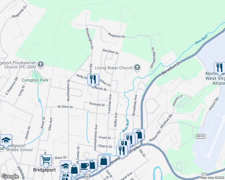 map of restaurants, bars, coffee shops, grocery stores, and more near 700-710 Lawman Ave in Bridgeport