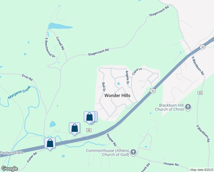 map of restaurants, bars, coffee shops, grocery stores, and more near 24 Ball Drive in Athens