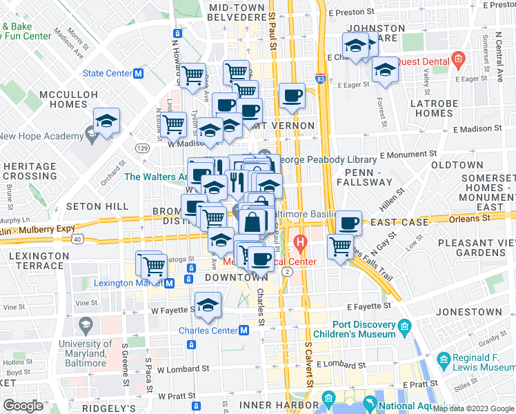 map of restaurants, bars, coffee shops, grocery stores, and more near 101 Independence Avenue Southeast in Washington