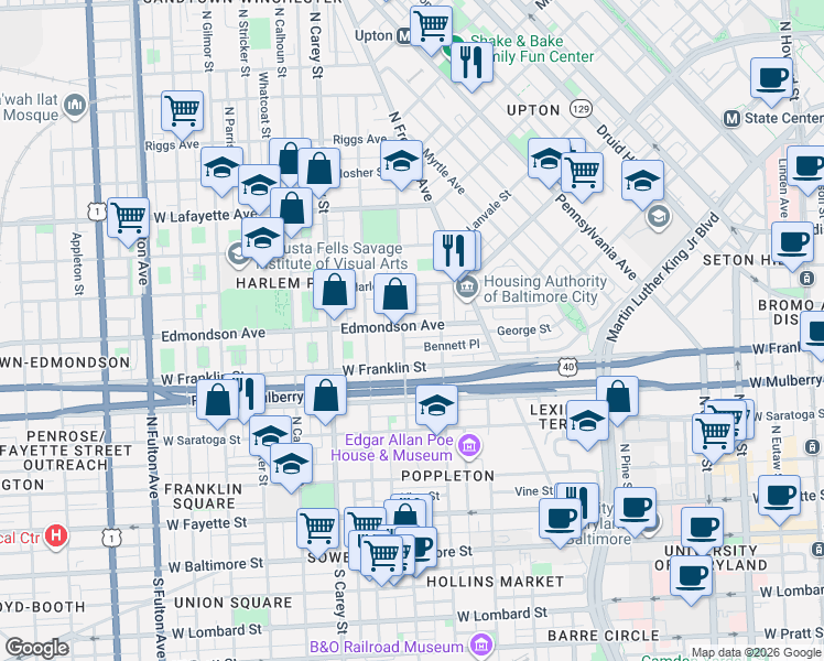 map of restaurants, bars, coffee shops, grocery stores, and more near 101 Independence Avenue Southeast in Washington