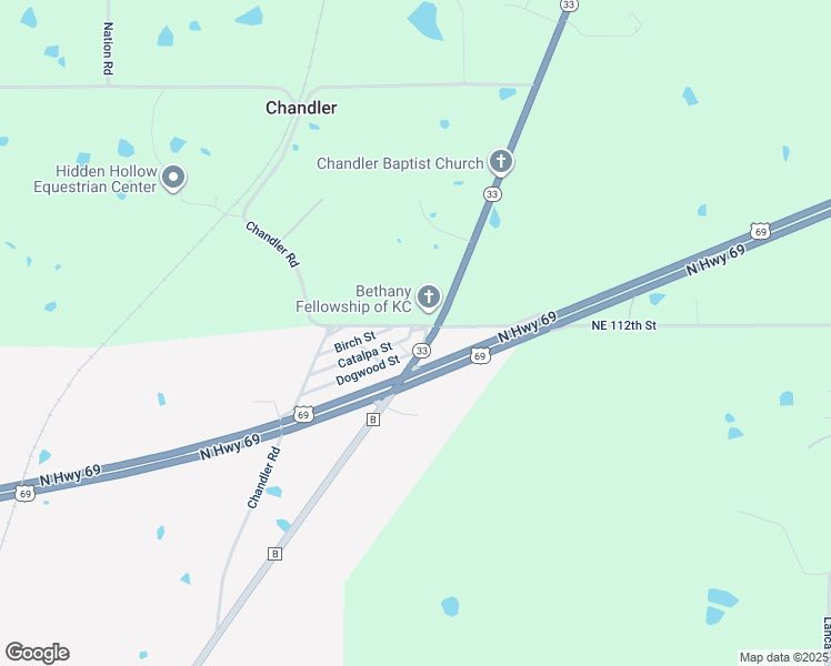 map of restaurants, bars, coffee shops, grocery stores, and more near 2427 Catalpa Street in Liberty