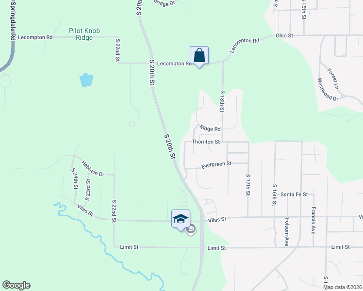 map of restaurants, bars, coffee shops, grocery stores, and more near 2104 South 19th Terrace in Leavenworth